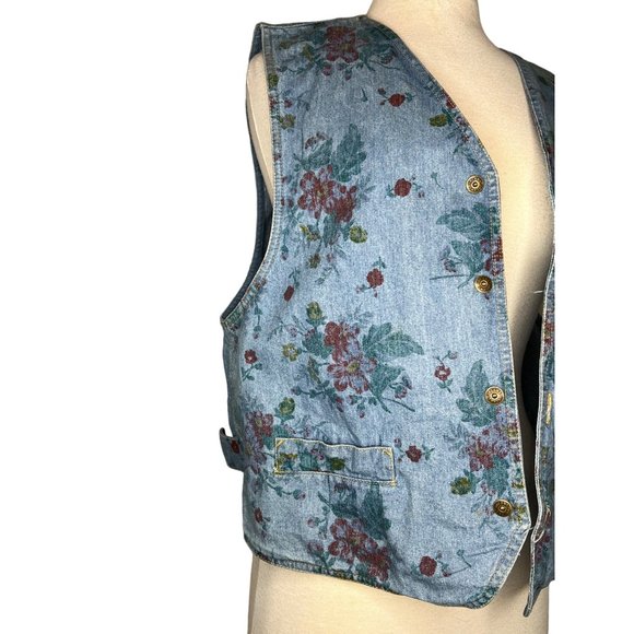 Dreams women’s large denim floral best front buttons, V neck Cotton - Picture 6 of 14